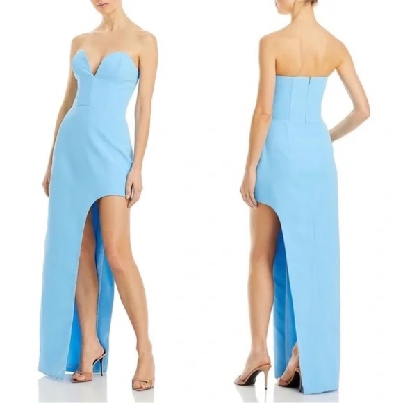 Amanda Uprichard Strapless Crepe Cut Out Dress Size Medium Pacific Blue - Picture 4 of 4